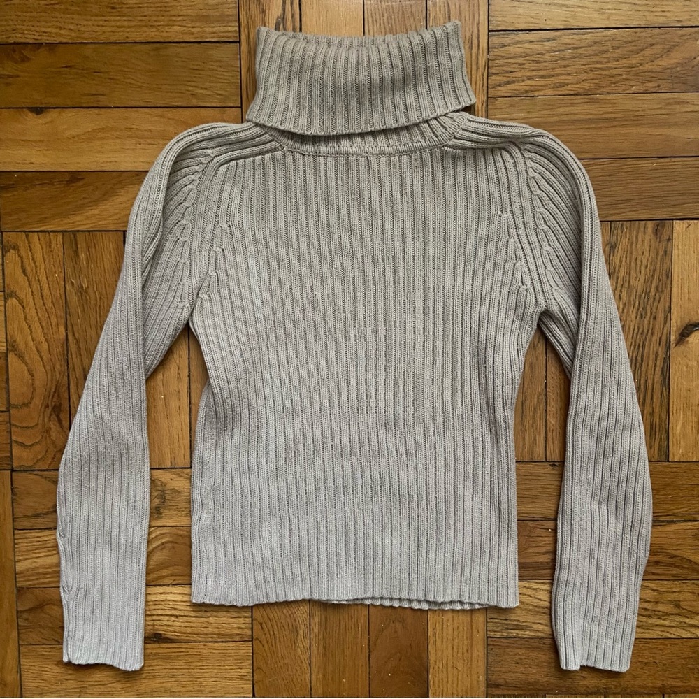 Vintage Mango Oatmeal Taupe Ribbed Turtleneck Sweater - XS